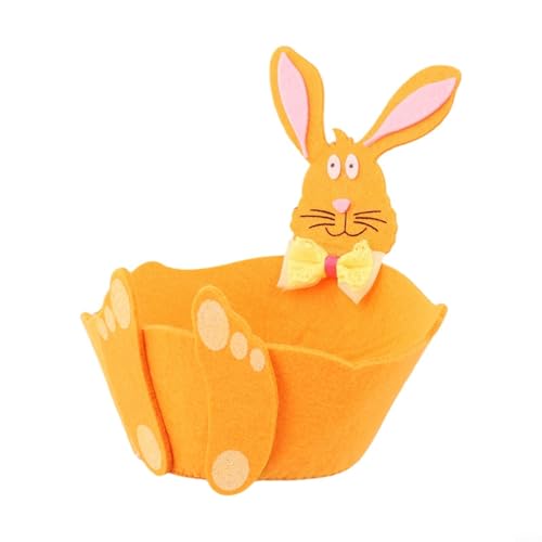 Ostereierkorb aus Filz im Hasen-Design zur Aufbewahrung von Leckereien wie Süßigkeiten und Keksen, und freundlicher Korb für Osterfeiern und Dekorationen (orange) von WIIYENA