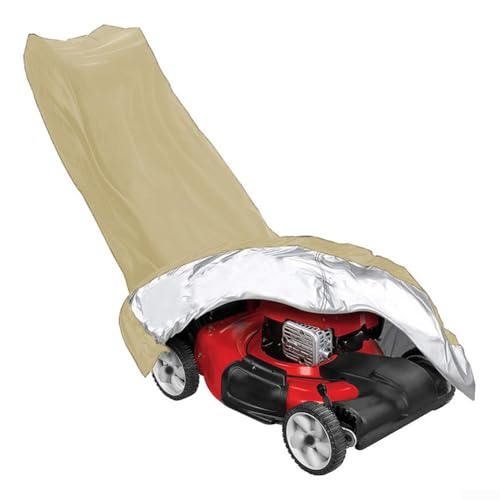 Rasenmäherabdeckung Wasserdicht 210D Oxford Tuch Staubschutz für Rasenmäher, einfach zu verstauen und sicherer Sitz (Beige) von WIIYENA