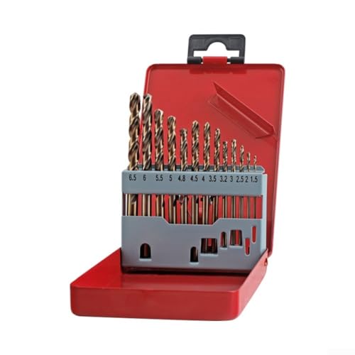 Robuste Titanbeschichtete HSS-Bohrer für Metall, Kunststoff und Aluminium mit Stahl-Aufbewahrungsbox (13 Stück) von WIIYENA