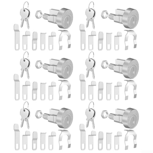 Secure Mailbox Lock Replacement Kit for L1172C Wardrobe Lock, Zinc Alloy Lock Cylinder with 2 Keys and Locking Tabs, Complete Replacement Set for Mailboxes and Wardrobes (6Set) von WIIYENA