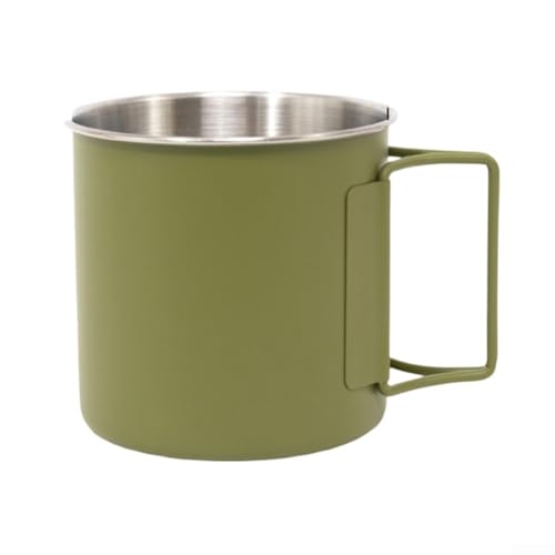Tragbarer 304 Edelstahl-Trinkbecher mit einem praktischen, faltbaren Griff für einfaches Reisen (grün) von WIIYENA