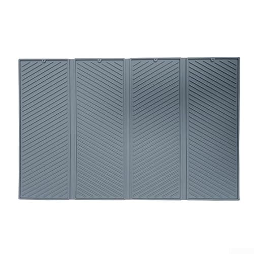 Vierfach Design Silikon Abflussmatte für Küchenutensilien und Geschirrtrocknung (grau) von WIIYENA