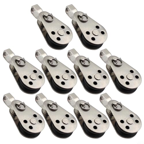 WIIYENA 10 Stück 304 Edelstahl kleine Riemenscheibenblöcke 2,5 cm Nylon Einzelrad Marine Rigging Hardware für Boot Segeln Kajak Ausrüstung (316) von WIIYENA