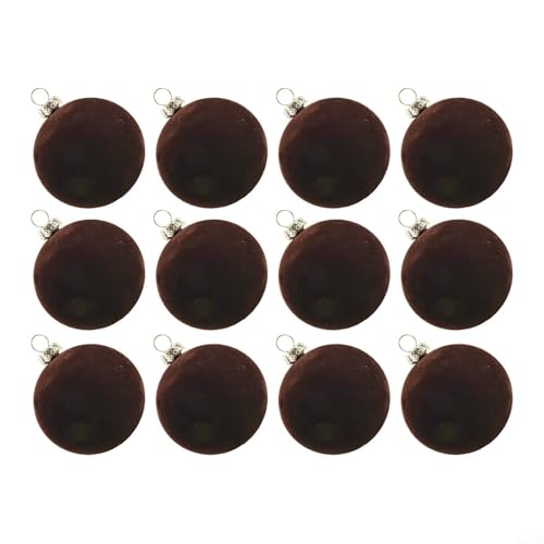 WIIYENA 12 Stück Samt Weihnachtsschmuck Kugeln Festlicher Baum Wand Fenster Dekorationen Urlaub Home Decor Hängende Kugeln Buntes Set (Pure Coffee Farbe) von WIIYENA