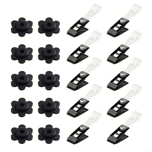 WIIYENA 20 Stück verstellbare Gartenflaggenhalter mit Anti-Wind-Clips und Gummistoppern, um ein Verrutschen der Flagge zu verhindern von WIIYENA