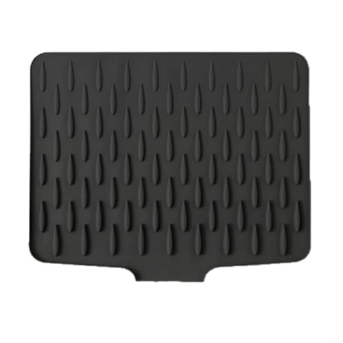 WIIYENA Abtropfmatte Silikon Abtropfmatte mit geneigtem Wasserk-Design Küchentheke Abtropfgestell hitzebeständig rutschfest Abtropfmatte (schwarz) von WIIYENA