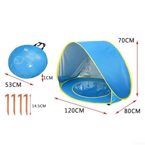 WIIYENA Baby Strandmuschel Strandzelt Pop-up Baby Strand Zelt Strandmuschel Babyzelt Mit UV-Schutz Belüftet Leicht Tragbar Für Strand Camping Outdoor Spielen(Light Blue) von WIIYENA