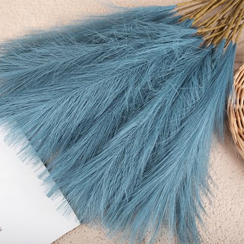 WIIYENA Dekorativer Mini-Pampas-Schilfgrasstiel, 56 cm, künstliche getrocknete Blumen, Blumenstrauß für Zuhause, Wohnzimmer, Hochzeitsarrangement (hellblau) von WIIYENA