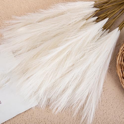 WIIYENA Dekorativer Mini-Pampas-Schilfgrasstiel, 56 cm, künstliche getrocknete Blumen, Blumenstrauß für Zuhause, Wohnzimmer, Hochzeitsarrangement (weiß) von WIIYENA