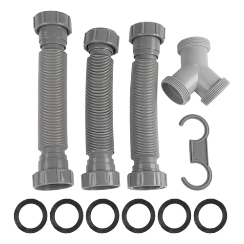 WIIYENA Doppelspülen-Ablauf-Set mit flexiblen 1-1/2 & 1-1/4 Zoll P-Fallrohren, ausziehbar 20-80 cm, auslaufsichere Dichtungen, Komponenten für einfache Installation in Küche oder Bad WIIYENA Doppelspülen-Ablauf-Set mit flexiblen 1-1/2 & 1-1/4 Zoll P-Fallrohren, ausziehbar 20-80 cm, auslaufsichere Dichtungen, Komponenten für einfache Installation in Küche oder Bad von WIIYENA