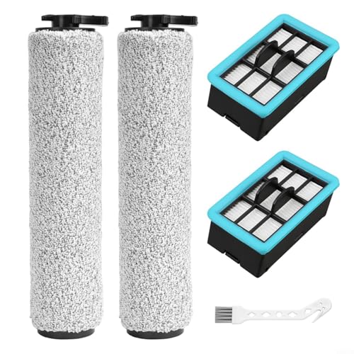 WIIYENA Ersatzbürsten und Filter für Bissell für CrossWave 3831 HF2 3845 3847 3848 Bodenwischer Zubehör Set mit 2 Rollenbürsten 2 Filtern 1 Reinigungsbürste von WIIYENA