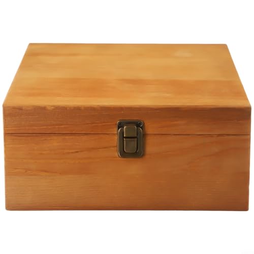 WIIYENA Holzkiste mit Deckel klein Aufbewahrungsbox aus Holz rechteckigb aus Kiefernholz aus Massivholz handgefertigt handgefertigt eine Geschenkbox Holz(L：22.5 * 22.5 * 10cm) von WIIYENA