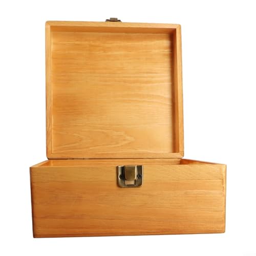 WIIYENA Holzkiste mit Deckel klein Aufbewahrungsbox aus Holz rechteckigb aus Kiefernholz aus Massivholz handgefertigt handgefertigt eine Geschenkbox Holz(M：19.5 * 19.5 * 10cm) von WIIYENA