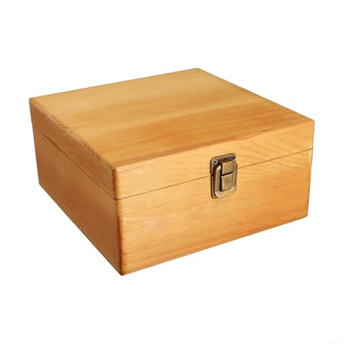 WIIYENA Holzkiste mit Deckel klein Aufbewahrungsbox aus Holz rechteckigb aus Kiefernholz aus Massivholz handgefertigt handgefertigt eine Geschenkbox Holz(S：14.5 * 14.5 * 10cm) von WIIYENA