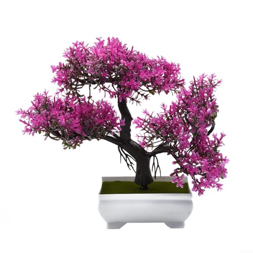 WIIYENA Künstlicher Kiefernbaum Bonsai-Pflanze im Keramiktopf für den Innenbereich, dekorativer kleiner Topfbaum für Zuhause, Büro, Wohnzimmer, Garten, Schreibtisch-Dekoration (Pflaume) von WIIYENA