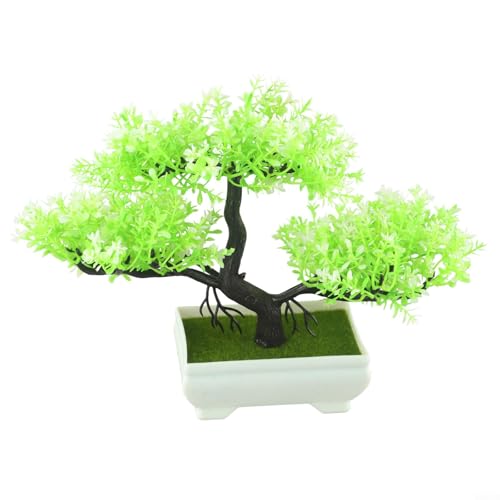 WIIYENA Künstlicher Kiefernbaum Bonsai-Pflanze im Keramiktopf für den Innenbereich, dekorativer kleiner Topfbaum für Zuhause, Büro, Wohnzimmer, Garten, Schreibtisch-Dekoration (weiß) von WIIYENA