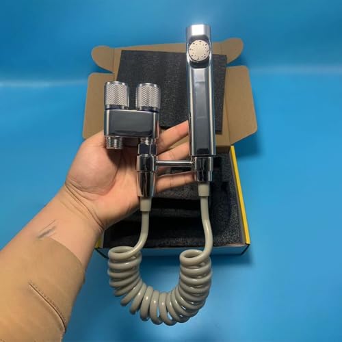 WIIYENA Legierung Dual Control WC-Sprühventil Kit mit Mini Winkel Wasserverteiler, Wandmontierter horizontaler Spray, G1/2 Schnittstelle, platzsparendes Design für Badezimmerarmaturen von WIIYENA