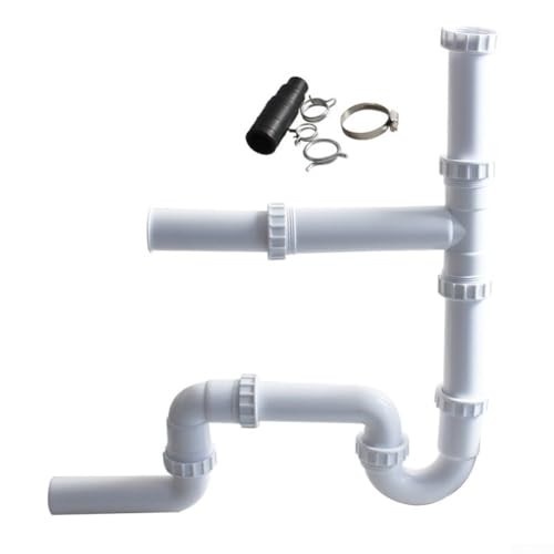 WIIYENA PP Doppelspüle Abflussrohr Kit G1-1/2 Zoll mit Müllentsorgungsanschluss, Küchenspüle Sanitär-Set mit U-Biegung Geruchsverhinderung, Abnehmbare Teile für einfache Installation, Wartung WIIYENA PP Doppelspüle Abflussrohr Kit G1-1/2 Zoll mit Müllentsorgungsanschluss, Küchenspüle Sanitär-Set mit U-Biegung Geruchsverhinderung, Abnehmbare Teile für einfache Installation, Wartung von WIIYENA