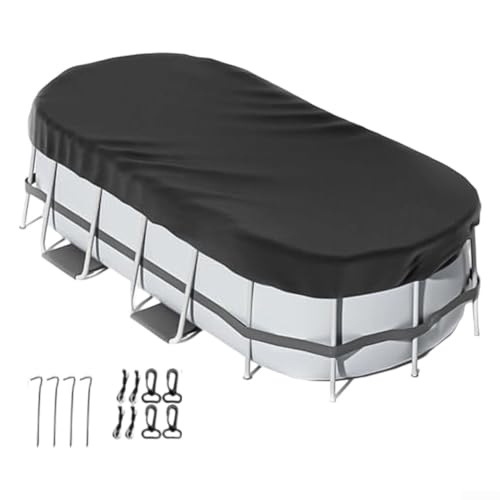 WIIYENA Poolabdeckung für oberirdische Pools Protector Oval Schwimmbad Abdeckung Wetterbeständig Schutzschild Staubdicht Wasserdichtes Schutzsystem von WIIYENA