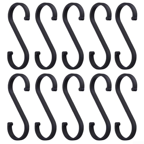 WIIYENA S-Haken aus Aluminium zum Aufhängen von Utensilien, Kaffeetassen und Pflanzen, 10-teiliges Set für die Küchenorganisation (schwarz) von WIIYENA
