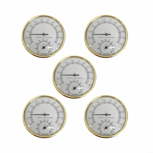 WIIYENA Sauna-Thermo-Hygrometer, Wandmontage, Thermometer und Hygrometer, digitaler Temperatur- und Feuchtigkeitsmonitor mit leicht ablesbarem Display für Dampfbäder und Badezimmer (5 Stück) von WIIYENA