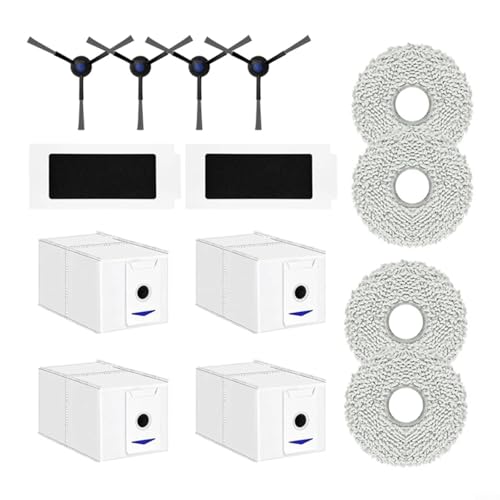 WIIYENA Staubsaugerroboter-Ersatz-Set für Omni für Ecovacs für Deebot für T30 Pro mit 2 Filtern, 4 Seitenbürsten, 4 Rag 4 Staubbeuteln von WIIYENA