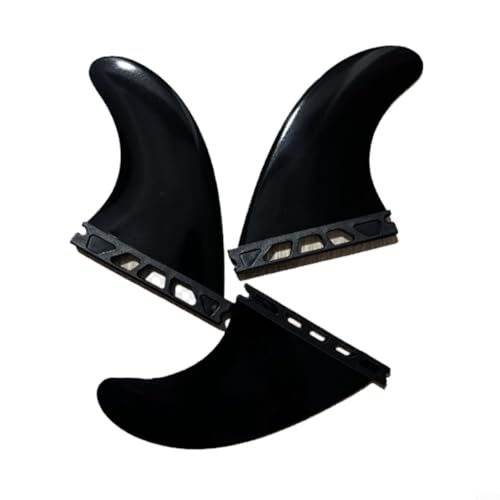 WIIYENA Surfbrett-Flossen für 437 Series Boards links Mitte rechts Schwanz Ruder Set Nylon Kunststoff Glasfaser Material ausgehöhlter Adapter (schwarz) von WIIYENA