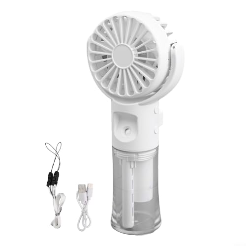 WIIYENA Tragbarer Wassernebel-Sprühventilator, wiederaufladbarer Mini-Desktop-Ventilator mit 4 Geschwindigkeitseinstellungen, Typ-C-Aufladung (weiß) von WIIYENA