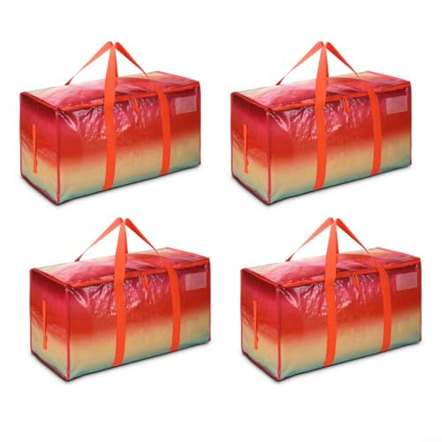 WIIYENA Umzugstaschen mit großer Kapazität, verdickte, gewebte Packtaschen für Kleidung, Steppdecken und Gepäckaufbewahrung (Orange-4) von WIIYENA