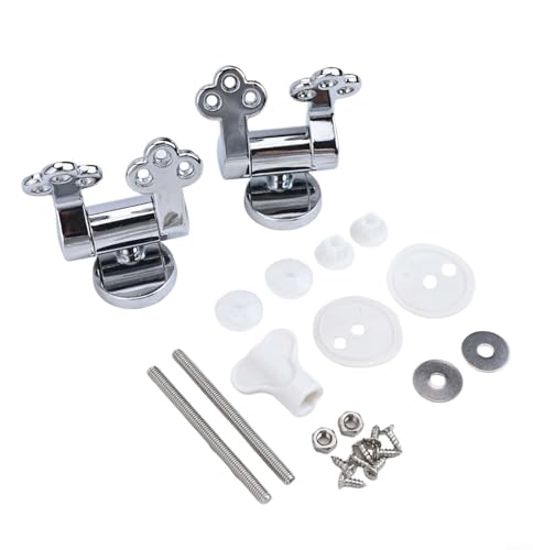 WIIYENA Verstellbares WC-Sitz-Scharnier-Set mit Absenkautomatik, Zinklegierung, verchromt, Ersatzzubehör mit Installationsset für Holzharz, MDF-Sitze im Haus, Hotel, öffentliche Toilette WIIYENA Verstellbares WC-Sitz-Scharnier-Set mit Absenkautomatik, Zinklegierung, verchromt, Ersatzzubehör mit Installationsset für Holzharz, MDF-Sitze im Haus, Hotel, öffentliche Toilette von WIIYENA