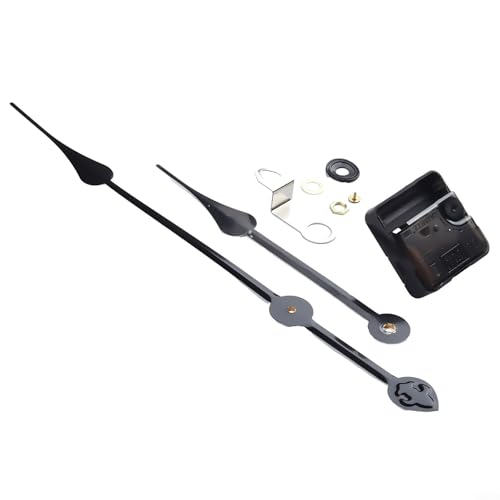 WIIYENA Wanduhr-Uhrwerk-Set mit hohem Drehmoment, leises Quarz-Uhr-Reparatur-Ersatz-Set mit langen Zeigern für große Uhr 50–60 cm (Schwarz 2) von WIIYENA
