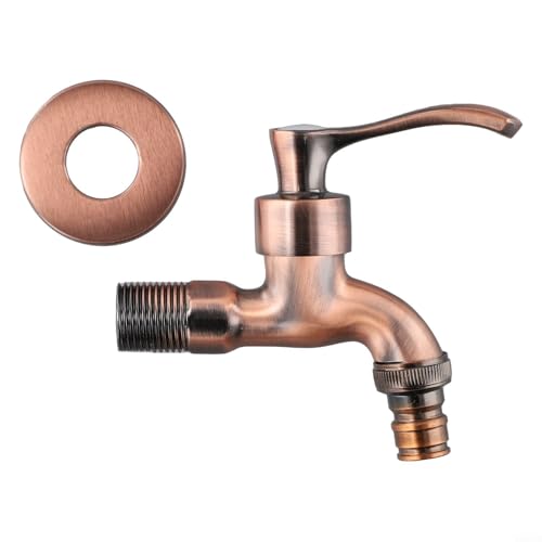 WIIYENA Waschmaschinen-Wasserhahn, Antik-Bronze, Wandmontage, Vintage, Garten, Außenbereich, dekorativ, ölgerieben, Messing, Kran, Wasserauslauf, europäisch, klassisch (Rotbronze) von WIIYENA