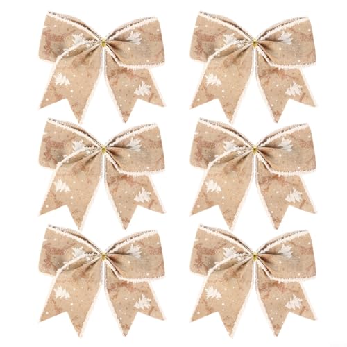 WIIYENA Weihnachtsschleifen-Set, Weihnachtsbaum-Schleife, Dekoration, 6 Stück, für Feiertage, Party-Dekorationen, Hochzeitsautos, Körbe (braun) von WIIYENA