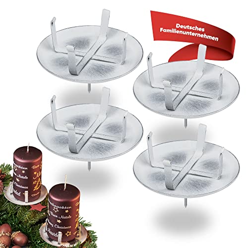 WIKAKERZEN Kerzenhalter Adventskranz - Weiß - 4er Set | 4 Kerzenhalter ohne Dorn | Stabile Adventskranz Kerzenhalter für LED & Wachskerzen | Kerzenstecker für Ø 7-8 cm Kerze für Ø 7-8 cm Kerze von WIKAKERZEN