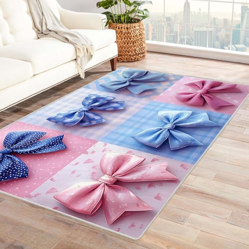 WIKEO Kurzflor Teppich waschbar Mädchenzimmer weicher Teppich pflegeleicht und robust fürs Wohnzimmer, Schlafzimmer und Kinderzimmer Badematte angenehm weich(blau)-240x300cm von WIKEO
