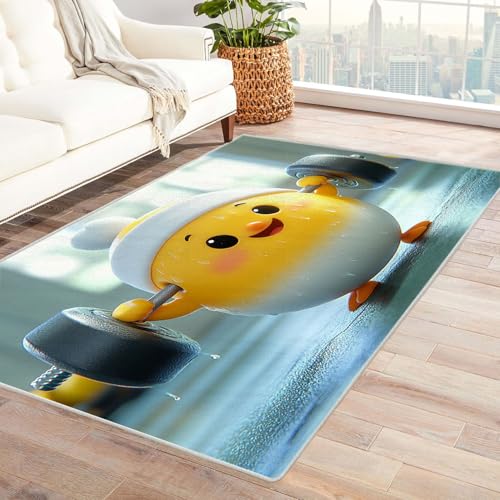 WIKEO Kurzflor Teppich waschbar Niedliches Cartoon-Spielzimmer pflegeleicht und robust fürs Wohnzimmer, Schlafzimmer und Kinderzimmer Badematte angenehm weich(Gelb)-240x300cm von WIKEO