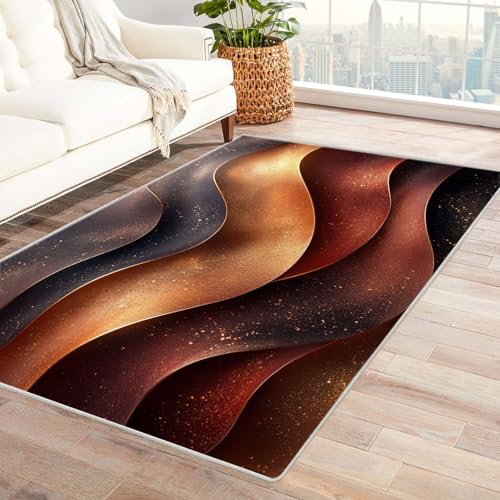 WIKEO Moderner Kuscheliger Wohnzimmer Teppich Abstraktes minimalistisches Muster Kurzflor waschbar Weich zeitlos stilvoll rutschfest pflegeleicht, Junge Mädchen Kinderteppich(schwarz)-180x270cm von WIKEO