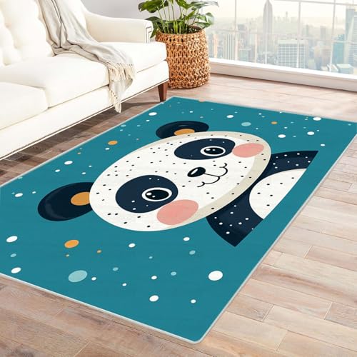 WIKEO Moderner Kuscheliger Wohnzimmer Teppich Junge Mädchen Cartoon Tiere Kurzflor waschbar Weich zeitlos stilvoll rutschfest pflegeleicht, Junge Mädchen Kinderteppich(schwarz)-210x300cm von WIKEO