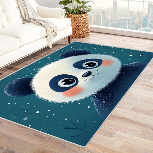 WIKEO Moderner Kuscheliger Wohnzimmer Teppich Niedliches Tier Jungen Zimmer Kurzflor waschbar Weich stilvoll rutschfest pflegeleicht,für Büro Esszimmer Kinderzimmer(schwarz)-210x270cm von WIKEO