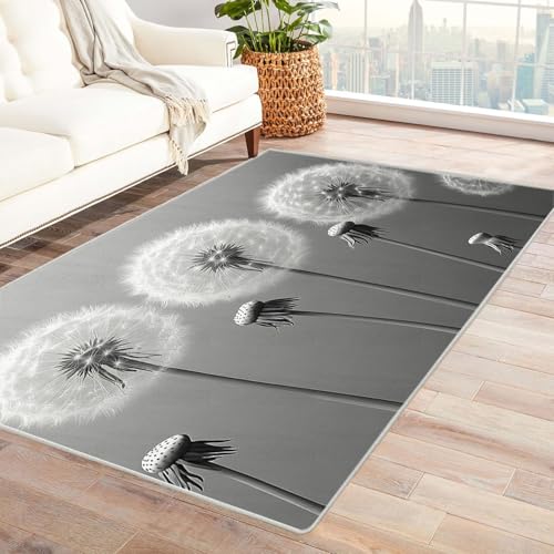 WIKEO Moderner Kuscheliger Wohnzimmer Teppich Schöne Blumen Pflanzen Kurzflor waschbar Weich stilvoll rutschfest pflegeleicht,für Büro Esszimmer Kinderzimmer(grün)-150x180cm von WIKEO