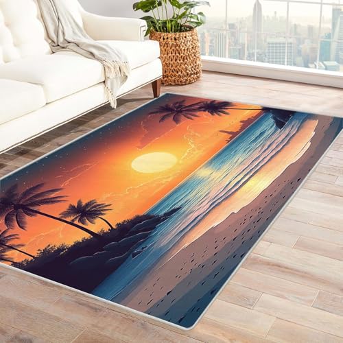 WIKEO Moderner Kuscheliger Wohnzimmer Teppich Strandmotiv Sonnenuntergang Baum Landschaft Kurzflor waschbar Weich zeitlos stilvoll rutschfest pflegeleicht, Junge Mädchen Kinderteppich-180x270cm WIKEO Moderner Kuscheliger Wohnzimmer Teppich Strandmotiv Sonnenuntergang Baum Landschaft Kurzflor waschbar Weich zeitlos stilvoll rutschfest pflegeleicht, Junge Mädchen Kinderteppich-180x270cm von WIKEO