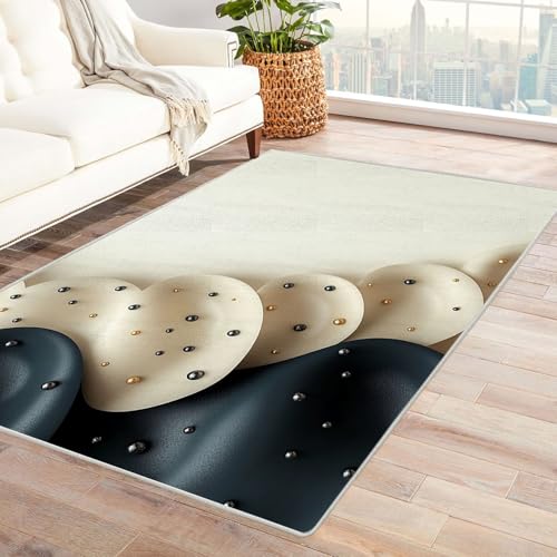 WIKEO Moderner Soft Wohnzimmer Kurzflor Teppich Einfacher grafischer Teppich rutschfest,Schlafzimmer, Kinderzimmer, Junge Mädchen Kinderteppich, Spielteppich(schwarz)-180x240cm von WIKEO