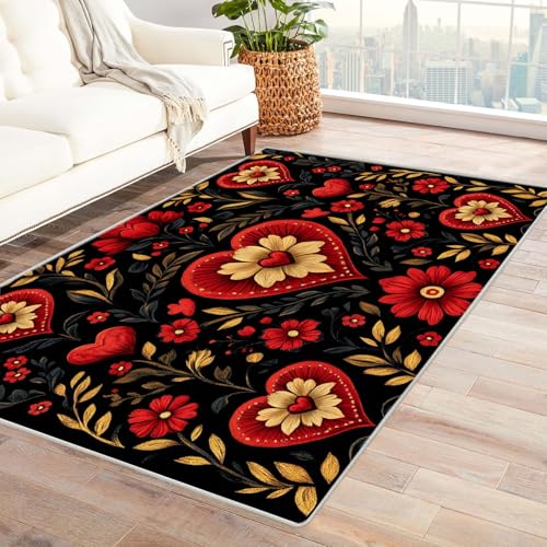 WIKEO Moderner Soft Wohnzimmer Kurzflor Teppich Floraler Abstrakter Teppich rutschfest,Schlafzimmer, Kinderzimmer, Junge Mädchen Kinderteppich, Spielteppich(Gelb 5)-150x210cm von WIKEO