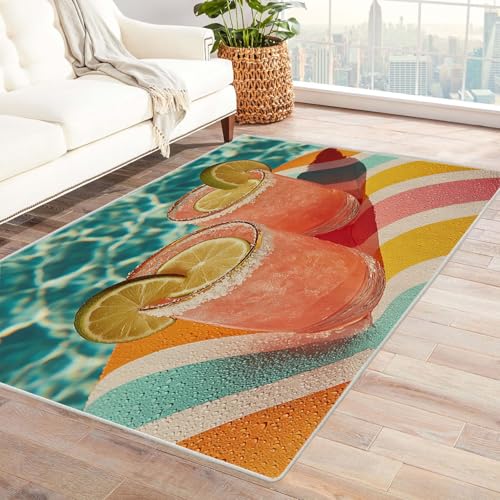 WIKEO Moderner Strand Kurzflor Teppich Freizeit Strandlandschaft Wohnzimmer Schlafzimmer angenehm, rutschfest Teppiche Waschbar Weiche für Esszimmer Foyer(Rosa-62)-240x300cm von WIKEO