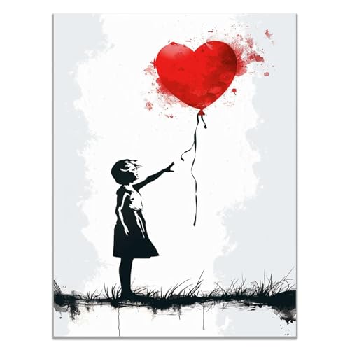 WIKEO Schwarz Banksy Wand Kunstdruck, Mädchen Roter Ballon Graffiti Street Leinwand Wandkunst, Inspirierende Zitate Bild, Abstrakt Pop Art Wandposter-70x100cm Ungerahmt WIKEO Schwarz Banksy Wand Kunstdruck, Mädchen Roter Ballon Graffiti Street Leinwand Wandkunst, Inspirierende Zitate Bild, Abstrakt Pop Art Wandposter-70x100cm Ungerahmt von WIKEO