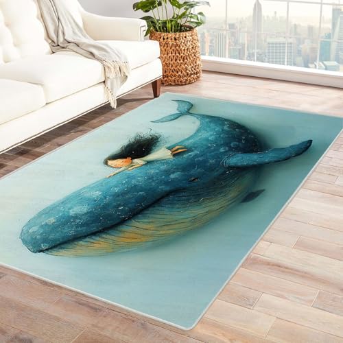 WIKEO Strand Moderner Kuscheliger Wohnzimmer Teppich Niedliches Mädchen Delfinmuster Kurzflor waschbar Weich stilvoll rutschfest pflegeleicht,für Büro Esszimmer Kinderzimmer-240x300cm WIKEO Strand Moderner Kuscheliger Wohnzimmer Teppich Niedliches Mädchen Delfinmuster Kurzflor waschbar Weich stilvoll rutschfest pflegeleicht,für Büro Esszimmer Kinderzimmer-240x300cm von WIKEO