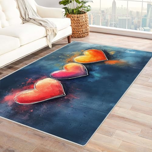 WIKEO Teppich Wohnzimmer Kurzflor Graffiti-Farbmuster Modern Schlafzimmer rutschfest, Waschbar, Wohnzimmerteppich, Flauschig, Kuschelig, Hoch-Tief-Effekt(Rosa)-150x210cm von WIKEO