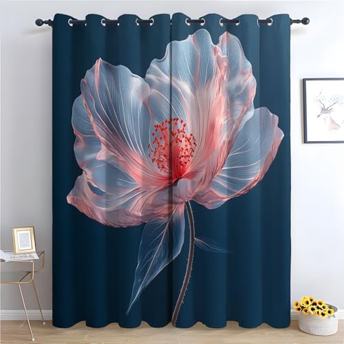 WIKEO Vorhänge mit Ösen 2er-Pack Abstrakte Moderne Blumen Bauernhaus-Vorhänge für Wohnzimmer Atmosphäre Abstrakt Boho, Vorhang für Schlafzimmer Badezimmer-H220 x B132 cm (2er Pack) von WIKEO