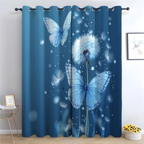 WIKEO Vorhänge mit Ösen 2er-Pack Schöne Pflanzen Niedliche Tiere Bauernhaus-Vorhänge für Wohnzimmer Atmosphäre Abstrakt Boho, Vorhang für Schlafzimmer Badezimmer-H230 x B160 cm (2er Pack) von WIKEO