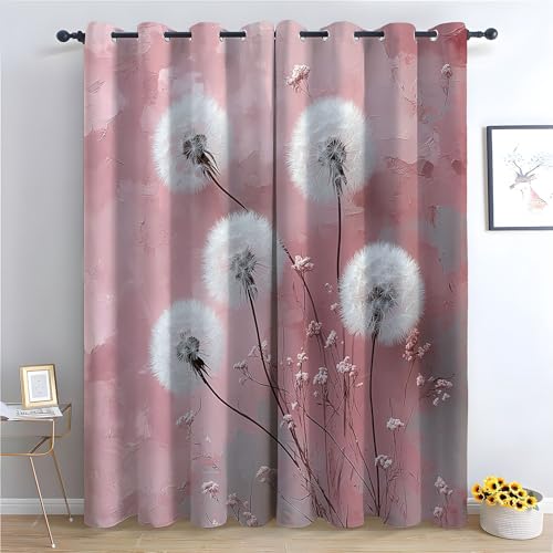 WIKEO Vorhang Blickdicht Vorhänge mit Ösen Graffiti Retro Pflanzen Gardinen Deko Ösenvorhang Dekoschal Dekogardinen für Schlafzimmer Wohnzimmer-H220 x B132 cm (2er Pack) von WIKEO